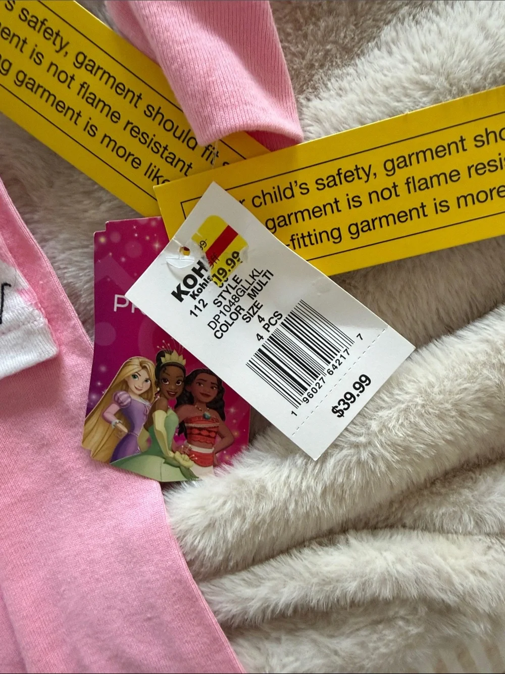 NWT 2 pack Disney Girls Pink Princess Pajama Set with Ariel, Cinderella & Moana